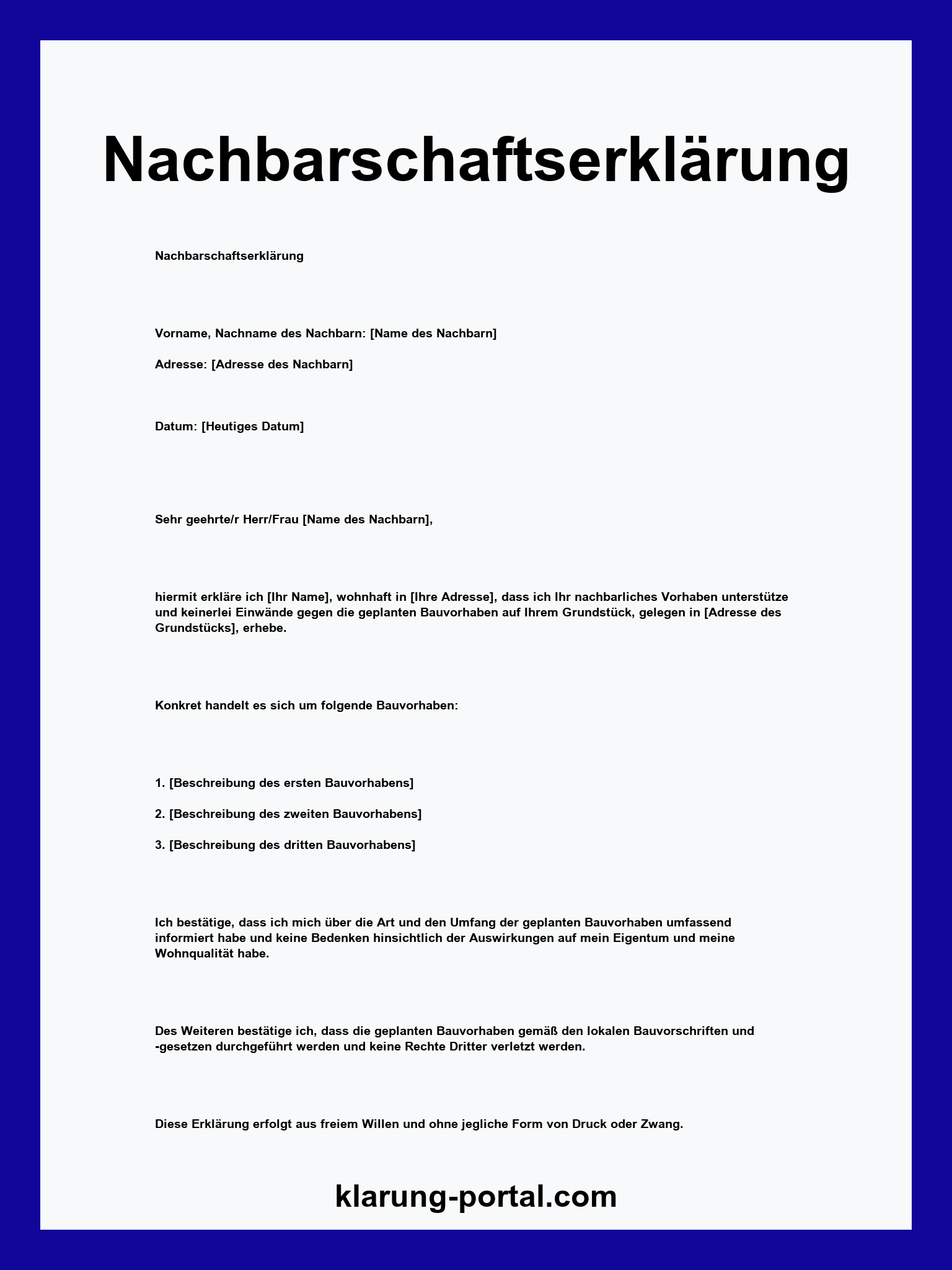 Vorlage für Vertrag mit Nachbar Vorlage als PDF gratis zum Ausdrucken